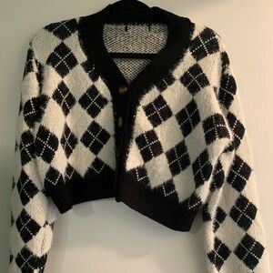 Long sleeve Checkered Squared Cropped Sweater